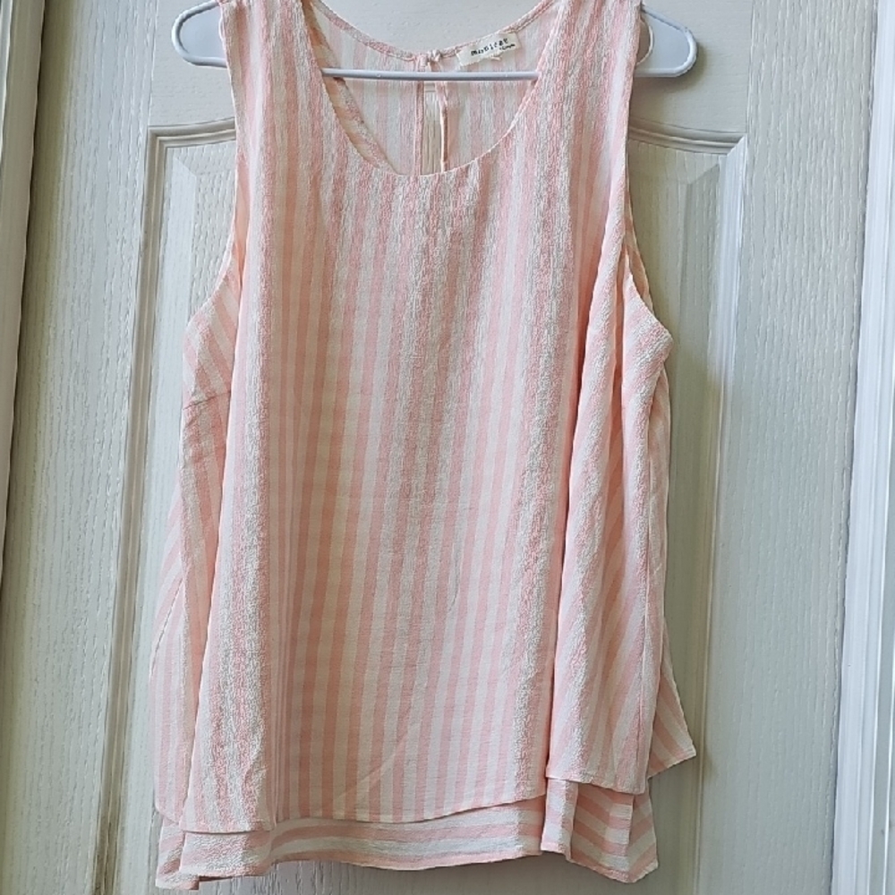 Monteau Light Pink Striped Tank Top